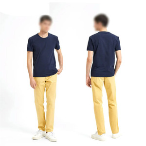 เสื้อยืดคอตตอนสีพื้นเรียบง่าย ดีไซน์เรียบง่าย สไตล์ใหม่สำหรับผู้ชาย แขนสั้น เสื้อยืดเปล่า - Product Image 6