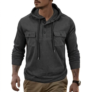 Eco Friendly Outdoor Sports Hoodie Autumn Long Sleeve Hooded <b>Sweatshirt</b> with Drawstring Pocket Solid Color Activewear - Product Image 5