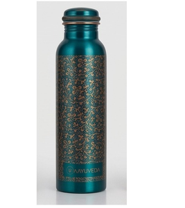 Ayurveda Metal Water <b>Bottle</b> Green Finished Design Portable Travel <b>Flask</b> - Product Image 5
