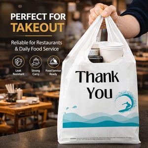 ถุงพลาสติกแบบมีหูหิ้วสำหรับใส่เสื้อยืด ทนทาน เหมาะสำหรับร้านค้าปลีกและสินค้าอื่นๆ เช่น ของชำและอาหารแบบซื้อกลับบ้าน - Product Image 6