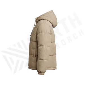 Hooded Quilted Waterproof <b>Bubble</b> Jacket Black Full Sleeve Winter Windproof Cotton Shell Knitted Fabric Polyester Filling Stand - Product Image 3