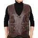 Cowhide Genuine Leather Man Vest <b>Waistcoat</b> Male clothing Jacket Thick Motorcycle Multi Pocket leather biker Men safety vest - Product Image 6