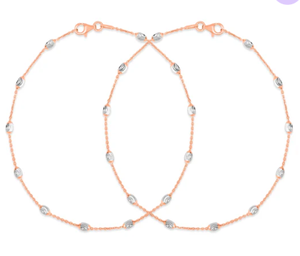 Seaila 925 Sterling Silver CZ Dual Tone Rose Gold Rhodium Plated Bead Anklet Adjustable Minimalist Women's Fashion Foot Jewelry - Product Image 1