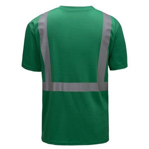 T-shirt de travail haute visibilité pour homme, vert et noir, avec bandes réfléchissantes et poche - Product Image 2