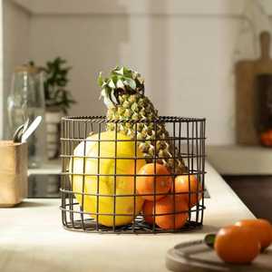 Modern Curved Black Metal Wire <b>Bread</b> <b>Basket</b> Oval Tabletop Serving Tray For Dinner Rolls Fruits And Pastries For Home Kitchen - Product Image 1