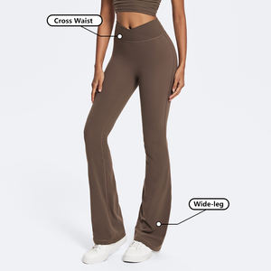 Conjuntos de Yoga Personalizados OEM, Sujetador Deportivo Sin Tirantes de Nailon Elástico Suave, Leggings de Yoga Acampanados con Efecto Levanta Glúteos, 2 Piezas de Cintura Alta - Product Image 5