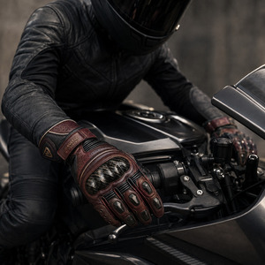 Guantes de Carreras al por Mayor de Cuero Vacuno con Protección Completa para los Dedos y Nudillos de Fibra de Carbono, Correa de Muñeca Ajustable, Equipo de Conducción - Product Image 4