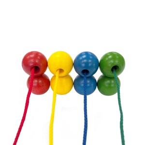 Cuentas de cordón de madera para niños, juguete educativo, 33mm, 4 colores, cuentas redondas, juguetes de enhebrado de madera - Product Image 5