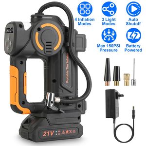 Compresor de Aire Inalámbrico Digital de 140W 150PSI 21V, Inflador de Neumáticos a Batería con Luz LED para Autos, Motocicletas y Bicicletas, Color Negro - Product Image 2