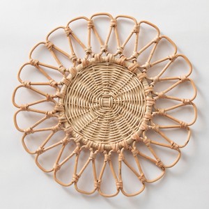 Woven Round Rattan Natural Handmade Table Placemat <b>Set</b> White Charger <b>Plates</b> - Product Image 2