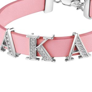 Bracelet coulissant rose avec lettres décoratives dorées – Accessoire de bijouterie élégant et ajustable pour femme, idéal pour mariage et soirée - Product Image 6
