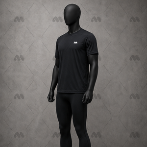 T-shirt de sport pour homme en polyester 100% à séchage rapide, imprimé noir, col rond, vêtements d'entraînement, vêtements d'équipe, 120g M.H. INTERNATIONAL - Product Image 3