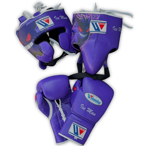 Ensemble de sparring de boxe Winning, design Purple Ice Man, en cuir véritable, respirant et anti-humidité, gants à lacets pour adultes, arts martiaux - Product Image 1
