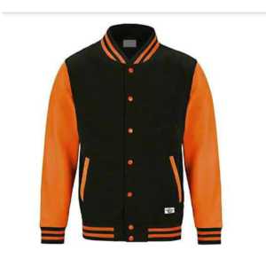 เสื้อแจ็คเก็ตวาร์ซิตี้สีน้ำเงินสำหรับผู้ชาย แขนเสื้อสีดำ แต่งแถบสีขาว สไตล์พรีปปี้ เสื้อโค้ทเบสบอลทรงบอมเบอร์ - Product Image 6