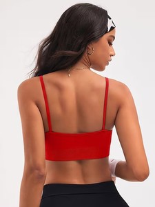Soutien-gorge de sport pour femme à bretelles croisées sur le devant, en tricot côtelé, anti-humidité, débardeur court, avec coussinets amovibles, pour athlétisme et musculation - Product Image 6
