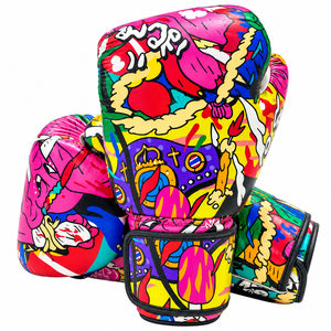 Latest Design Full Printed Customized <b>Muay</b> <b>Thai</b> <b>Boxing</b> <b>Gloves</b> Sparring Kickboxing Training Genuine Cowhide Leather - Product Image 1