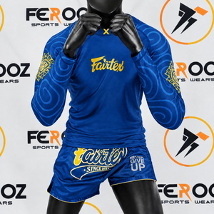 Ensemble deux pièces de vêtements de sport sublimés : haut de compression à manches longues et short pour entraînement - Product Image 1