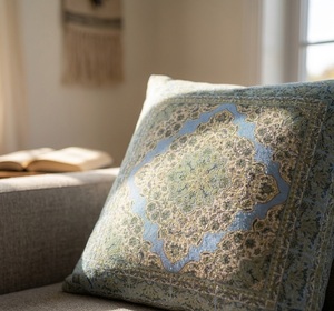 Housse de coussin à motif floral vintage, 100% coton, écologique, lavable, usage hôtelier, 18x18 - Product Image 4