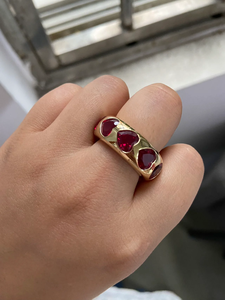 Bague en diamant exquise, bague en rubis taille cœur, or 14 carats, bijoux romantiques de mariage pour femmes - Product Image 2