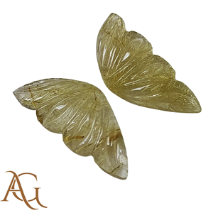 Quartz rutilé jaune naturel sculpté, gravure en intaglio Winks, pierre précieuse en vrac, fabrication de bijoux, vente en gros, calibré - Product Image 2