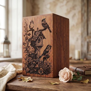 Banc de jardin en bois personnalisé de style américain, urne gravée au laser, souvenir commémoratif pour cendres funéraires, durable et écologique - Product Image 4