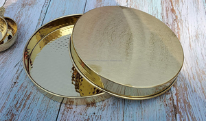 Gran oferta, bandeja de servicio de latón con asas de agarre fino, diseño de plato hondo para catering y decoración de alimentos, disponible a granel - Product Image 3