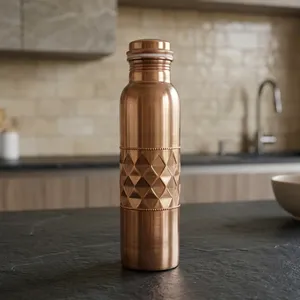 Copper <b>Water</b> <b>Bottle</b> Handmade Finish Pure Ayurvedic Wellness Drinking <b>Bottle</b> for Yoga <b>Gym</b> and Fitness Sustainable Copper Drinkwa - Product Image 5