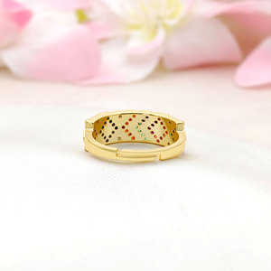 Bague ajustable en argent sterling plaqué or avec micro-pavé de zirconias multicolores, bijoux pour femme, cadeau de fiançailles - Product Image 6