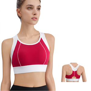 Soutien-gorge de sport dos nageur couleur unie pour femme, maintien moyen, respirant, pour yoga et entraînement, avec design de coutures - Product Image 5