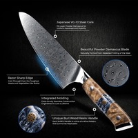 Damascus koksmes met hars handvat, industriële stijl, hoogglans afwerking, 8-9,9 inch lemmet voor keuken gebruik, snijden, hakken, voedselbereiding