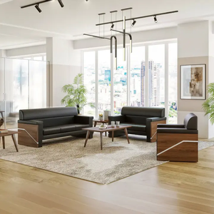 Muebles de sala, sillón reclinable, conjunto de sofá seccional, tapicería de cuero, respaldo ajustable, cojines suaves, para sala de estar - Product Image 2