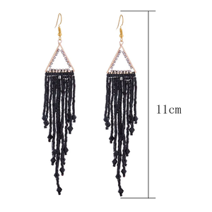 Pendientes de Moda con Borlas Largas, Cuentas de Arroz, Chapado en Oro, Triángulo de Diamantes, Colgante Geométrico, Diseño Elegante de MD HANDICRAFTS - Product Image 4