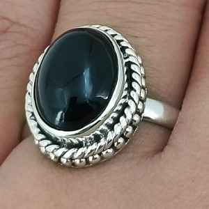 Black Onyx <b>Ring</b> 925 Sterling <b>Silver</b> Handmade Boho <b>Statement</b> Promise <b>Ring</b> for Women Natural Oval Black Onyx <b>Ring</b> July Birthstone - Product Image 4