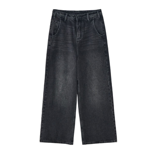 Jean en denim stretch fuselé pour homme, coupe classique, noir délavé, respirant, écologique, pour l'été, l'automne et le printemps, faible MOQ - Product Image 4