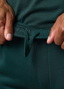 <b>Men's</b> Dark Green Cotton Sweatpants Elastic Waist Casual Joggers Midweight Knitted Autumn Wear - Product Image 3