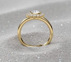 Anillo de compromiso de diamante cultivado en laboratorio, corte pera, engaste de púas, halo de tiara, oro de 14K, anillo nupcial vintage, fabricante certificado - Product Image 2