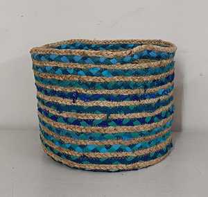 Panier à linge rond en corde de coton et de jute tressé à la main, très demandé, et panier de rangement décoratif multifonctionnel en jonc de mer pour - Product Image 3