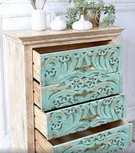 Cómoda Tradicional de Madera de Mango Maciza con Cajones, Altura Ajustable, Diseño Modular, Gran Capacidad, Ahorro de Espacio, Mueble para Sala de Estar - Product Image 2