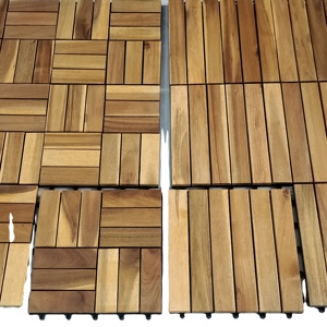 Dalles de terrasse extérieures emboîtables de haute qualité / Revêtement de sol en bois, taille 300 x 300 mm, décor balcon, jardin, allée, terrasse, patio. - Product Image 5