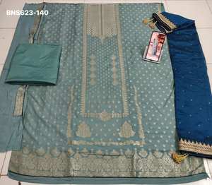 Traje Salwar y Dupatta de Seda Jacquard Dola de la Mejor Calidad para Festivales, con Trabajo de Tejido, Fabricante de Moda Femenina de la India - Product Image 3