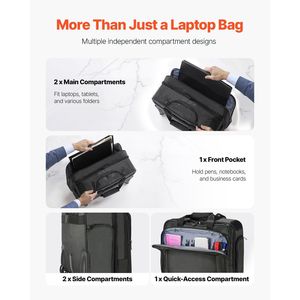 Sac d'ordinateur portable à roulettes de 17.3 pouces pour le travail Sac d'ordinateur à roulettes noir pour hommes et femmes Sacs et étuis d'affaires - Product Image 3