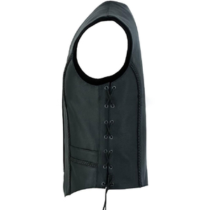 Gilet en cuir confortable pour femme, en cuir véritable souple, sans manches, style décontracté vintage motard - Product Image 4