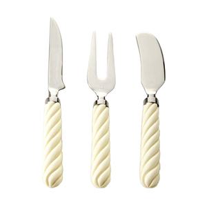 Juego de herramientas de queso de diseño real de acero inoxidable con mango hecho a mano acanalado de resina juego de queso de cocina de cubiertos de lujo - Product Image 1