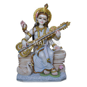 Murti en marbre Maa Saraswati – Statue artisanale en marbre de Saraswati pour la Pooja - Product Image 1