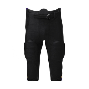 Mens Black <b>Padded</b> Football Pants Belt Closure Breathable Athletic Practice Game Performance Sportswear Adult Wear quality - Product Image 2