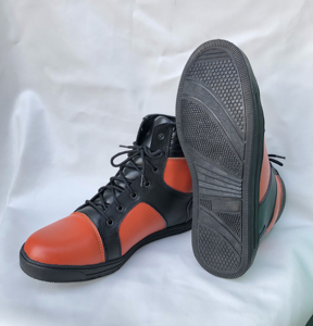 Red & Black Leather Fashion Shoes Unisex <b>Sneakers</b> Lace up Shoes Casual Wear Shoes - Product Image 3