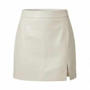 Women Faux Leather <b>Mini</b> Pencil Skirt Solid Color With Side Slit Regular Waist Minimalist Style All Seasons Wear - Product Image 5