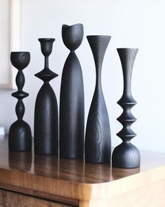 Support à bougie en bois fait main, porte-bougie décoratif en bois massif pour la maison, le salon, la table de mariage, la décoration de centre de table - Product Image 6