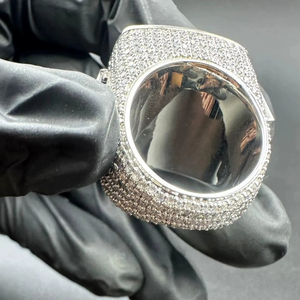 Anillo de Plata de Ley 925 con Diamante de Corte Brillante Redondo Estilo Rapper de Lujo, VVS, Hip Hop, Proveedor de Logotipos Personalizados, Venta al Por Mayor - Product Image 4