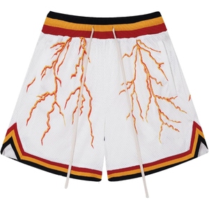 กางเกงขาสั้นตาข่ายซับลิเมชั่นคุณภาพสูงสำหรับผู้ชาย แห้งเร็ว เหมาะสำหรับกีฬาบาสเกตบอล รับสกรีนแบรนด์ สไตล์อเมริกัน - Product Image 2